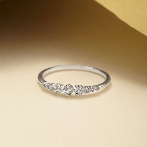 Nhẫn Bạc 925 Đá Tròn Thoi Ngẫu Hứng Đính Đá Lấp Lánh - VCR45