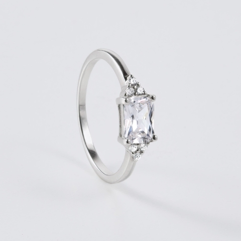 Nhẫn Chủ Bạc 925 Đá Chữ Nhật Statement Ring - VCR504