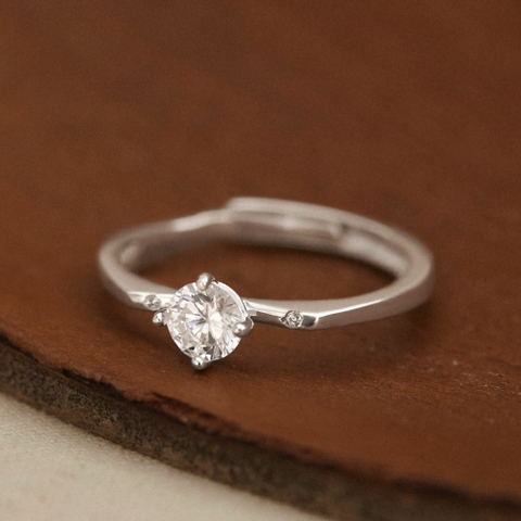 Nhẫn Đôi Freesize Bạc 925 Đính Đá Chấu Vương Miện Lấp Lánh - VCR508 - Hover