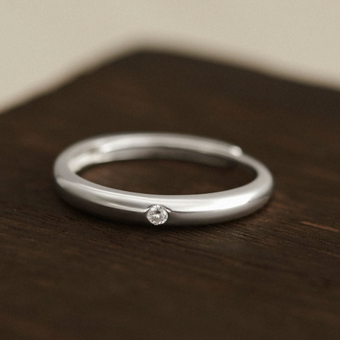 Nhẫn Freesize Bạc 925 Đính Đá Chìm Classic Cho Nam Đeo Cặp Đôi - VCR509