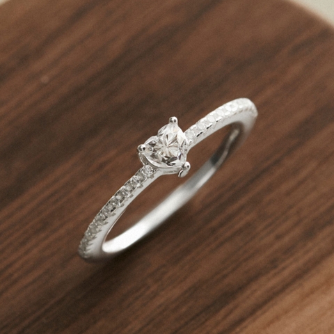 Quà Tặng 8/3 Nhẫn Bạc 925 Đá Chủ Trái Tim Kim Cương Moissanite - VCR513-MS