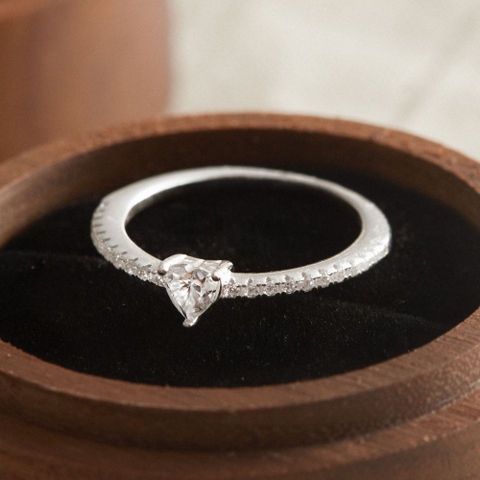 Quà Tặng 8/3 Nhẫn Bạc 925 Đá Chủ Trái Tim Kim Cương Moissanite - VCR513-MS - Hover