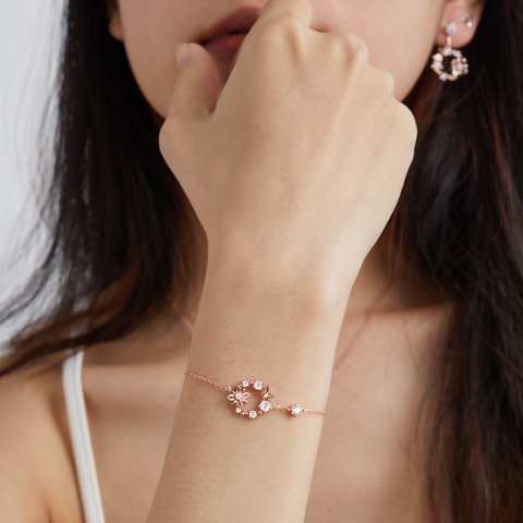 Lắc Tay Bạc 925 Chùm Hoa Tròn Đính Đá Lấp Lánh Blossom Flower - VGB08 - Hover