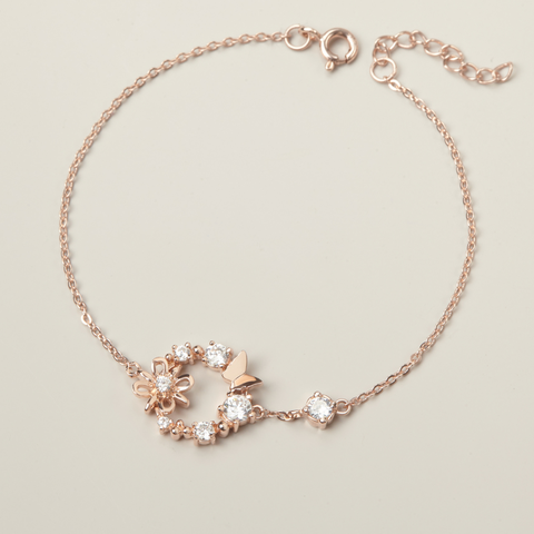 Lắc Tay Bạc 925 Chùm Hoa Tròn Đính Đá Lấp Lánh Blossom Flower - VGB08