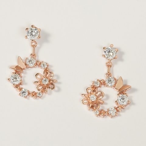 Hoa Tai Bạc 925 Chùm Hoa Tròn Đính Đá Lấp Lánh Blossom Flower - VGE14