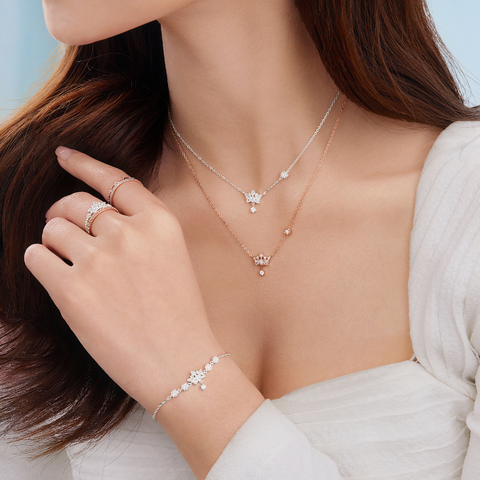 Quà Tặng 8/3 Vòng Tay Bạc 925 Vương Miện Công Chúa Đính Đá Crown Princess - VGB05 - Hover