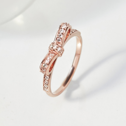 Nhẫn Nơ Bạc 925 Hình Nơ Thắt Nhỏ Dễ Thương Đính Đá Tiny Bow Winter Snow - VGR02