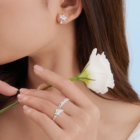 Hoa Tai Bạc 925 Vương Miện Công Chúa Đính Đá Crown Princess - VGE05 - Hover