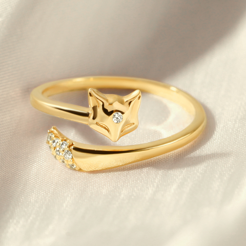 Nhẫn Hở Freesize Bạc 925 Mặt Hồ Ly Đính Đá Fox Ring - VGR16