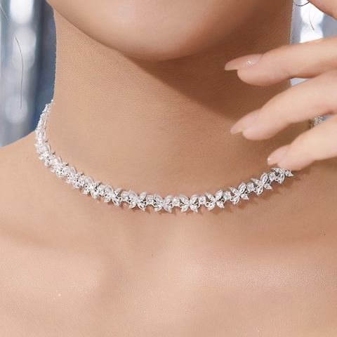 Vòng Cổ Bạc 925 Đính Đá Full Vòng Đi Tiệc Bling Party Queen - VUN05