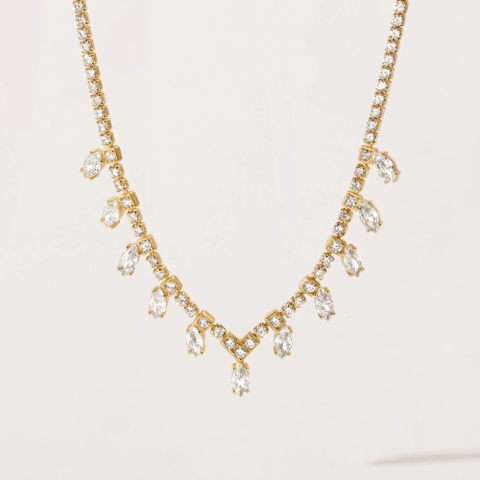 Vòng Cổ Bạc 925 Nhiều Đá Tua Rua Charm Tassel Necklace - VCN506