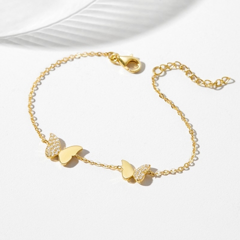 Vòng Tay Bạc 925 Bướm Đôi Đính Đá Dainty Butterfly - VSB03