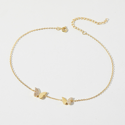 Lắc Chân Bạc 925 Bướm Đôi Đính Đá Dainty Butterfly - VSA02