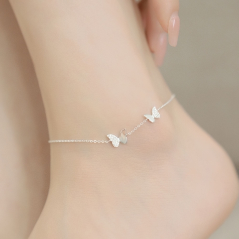 Lắc Chân Bạc 925 Bướm Đôi Đính Đá Dainty Butterfly - VSA02 - Hover