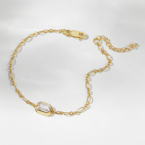 Vòng Tay Bạc 925 Đính Đá Chữ Nhật Emerald Cut - VSB06