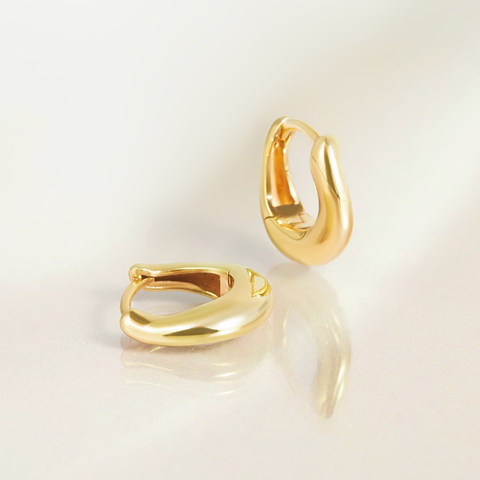 Khuyên Tai Bạc 925 Hoop Trơn Lượn Sóng Bản Dày Wave - VSE17