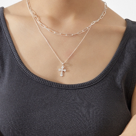Dây chuyền Bạc 925 Thánh Giá Đính Đá Cross Pendant - VSN500 - Hover