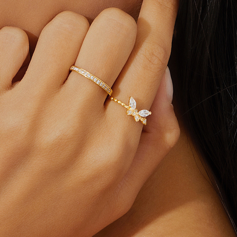 Nhẫn Bạc 925 Bướm Đính Đá Dainty Butterfly - VSR03 - Hover