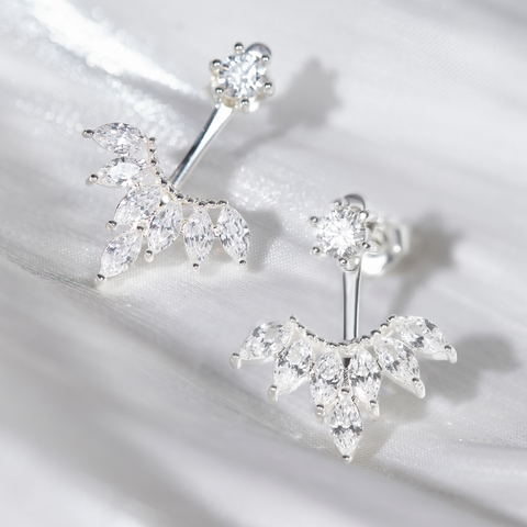 Khuyên Tai Jacket Bạc 925 Hình Hoa Nhọn Đính Đá Đi Tiệc Jacket Party Queen - VUE11 - Hover