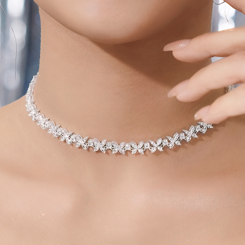 Vòng Cổ Bạc 925 Đính Đá Full Vòng Đi Tiệc Lấp Lánh Bling Party Queen - VUN05