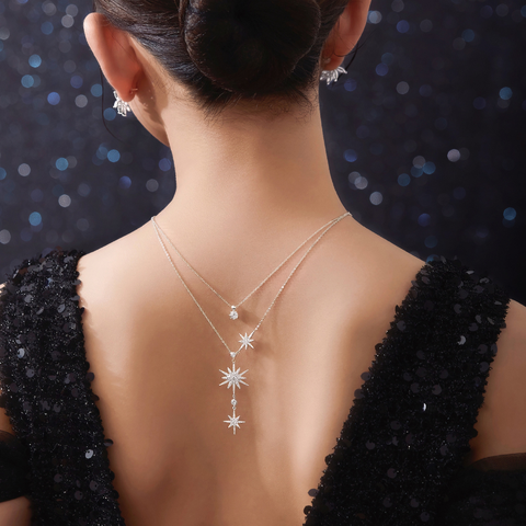 Dây Chuyền Bạc 925 Sao Tuyết Đính Đá Dáng Treo Dài Date Night Aphrodite - VUN06 - Hover