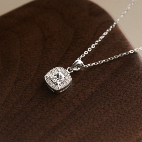 Dây Chuyền Bạc 925 Mặt Vuông Đính Đá Square Halo - VUN501 - Hover