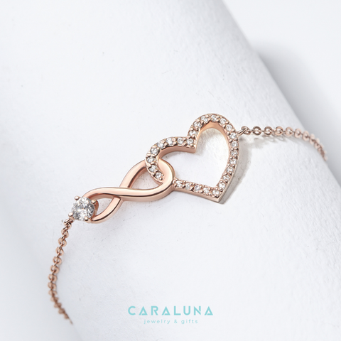 Lắc Tay Bạc 925 Trái Tim Vô Cực Đính Đá Tình Yêu Vĩnh Cửu - Infinite Love - VYB09