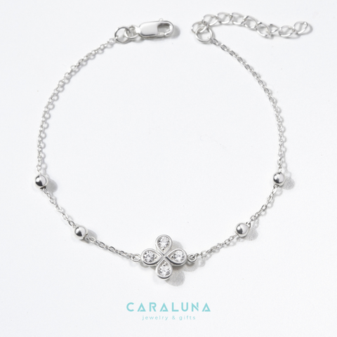 Lắc Tay Bạc 925 Cỏ 4 Lá Đính Đá - 4 Leaf Clover - VYB27