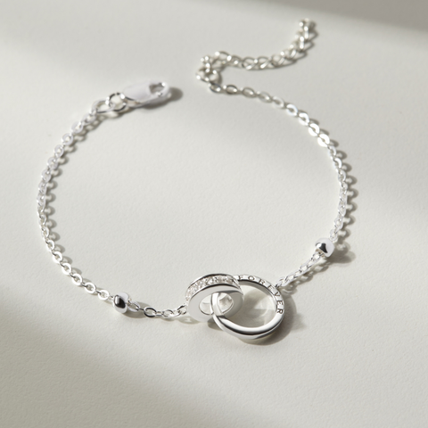 (Một Cặp) Bộ Vòng Tay Đôi Đính Đá Vòng Tròn Lồng Tình Yêu Nam Nữ Eternity Love  - Trang Sức Cặp Đôi Ý Nghĩa - VYB29 & VYB57