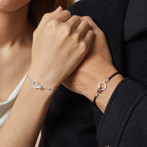 (Một Cặp) Bộ Vòng Tay Đôi Đính Đá Vòng Tròn Lồng Tình Yêu Nam Nữ Eternity Love  - Trang Sức Cặp Đôi Ý Nghĩa - VYB29 & VYB57