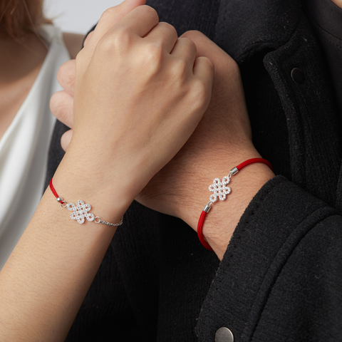 (Một Cặp) Bộ Vòng Tay Đôi Đồng Tâm Kết Đính Đá Nam Nữ - Trang Sức Cặp Đôi Ý Nghĩa - VYB40 & VYB41