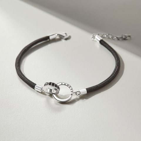 (Một Cặp) Bộ Vòng Tay Đôi Đính Đá Vòng Tròn Lồng Tình Yêu Nam Nữ Eternity Love  - Trang Sức Cặp Đôi Ý Nghĩa - VYB29 & VYB57 - Hover