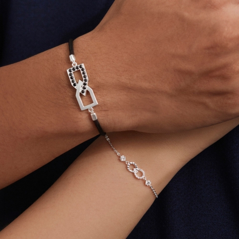 (Một Cặp) Vòng Tay Đôi Bạc 925 Tình Yêu Vô Cực Đính Đá Bond Bracelet - VYB58-VYB59 - Hover