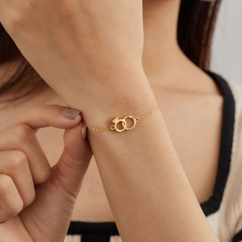 Lắc Tay Bạc 925 Charm Nhẫn Đôi Đính Đá Couple Ring Bracelet - VYB66 - Hover