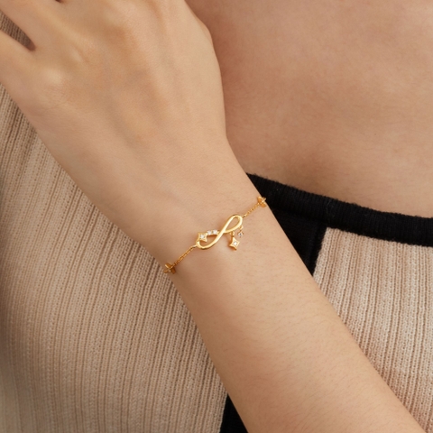 Quà Tặng 8/3 Vòng Tay Bạc 925 Hình Vô Cực Đính Đá Treo Infinity Bracelet - VYB72 - Hover