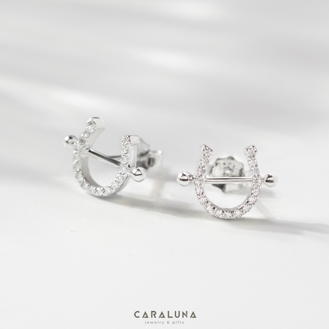 (1 cái) Hoa Tai Bạc 925 U and I Together Tình Yêu Đính Đá Hàn Quốc Well Wishes-VGE02-L - Hover