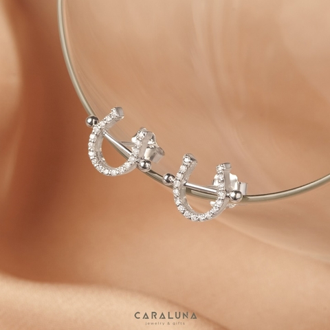 (1 cái) Hoa Tai Bạc 925 U and I Together Tình Yêu Đính Đá Hàn Quốc Well Wishes-VGE02-L