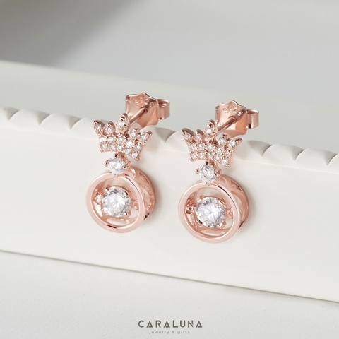 Quà tặng 8/3 Bông Tai Bạc 925 Vương Miện Đá Nhảy Hàn Quốc My Queen - VYE15