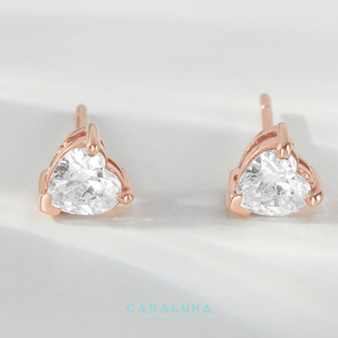 Bông Tai Bạc 925 Nụ Trái Tim Nhỏ Đính Đá Crystal Heart - VYE30