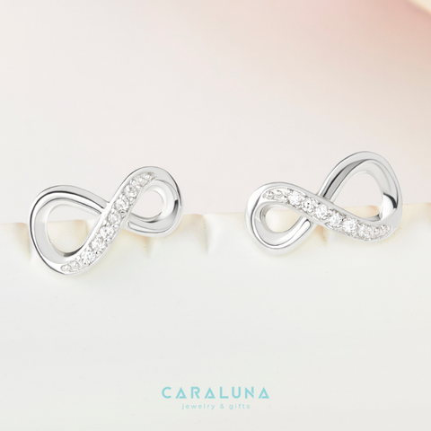 Bông Tai Bạc 925 Nụ Vô Cực Đính Đá Mãi Yêu - Infinite Love - VYE32