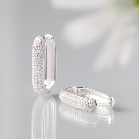 Hoa Tai Bạc 925 Đính Full Đá (Bold) - Hoop Earring - Timeless - VYE507