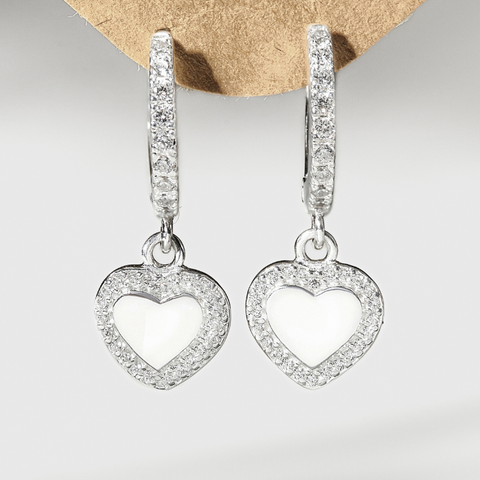 Hoa Tai Bạc 925 Dáng Treo Hình Trái Tim Đính Đá Romance - VYE508