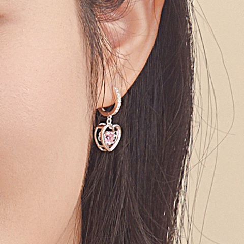 Quà Tặng 8/3 Hoa Tai Bạc 925 Trái Tim Đá Nhảy Bling Heart - VYE51 - Hover