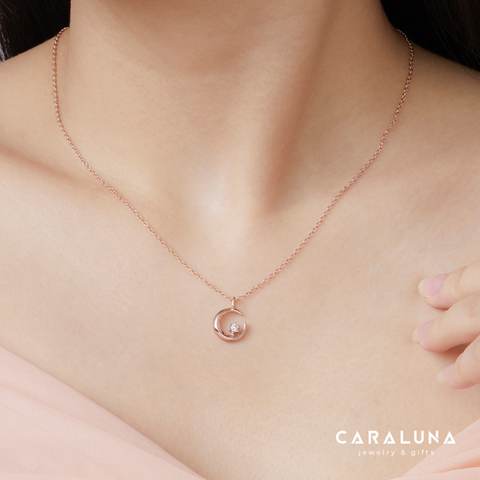 Dây Chuyền Bạc 925 Mặt Trăng Khuyết Đính Đá Hàn Quốc Moon & Star - VGN01 - Hover