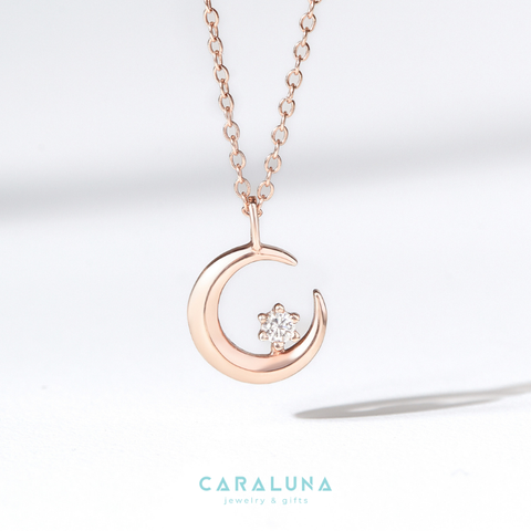 Dây Chuyền Bạc 925 Mặt Trăng Khuyết Đính Đá Hàn Quốc Moon & Star - VGN01