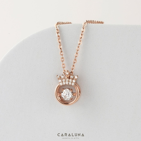 Dây Chuyền Bạc 925 Vương Miện Đá Nhảy Hàn Quốc My Queen - Mặt Tròn Vương Miện - VYN13