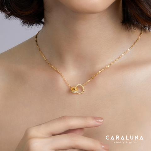 Dây Chuyền Đôi Bạc 925 Đính Đá Vòng Tròn Lồng Tình Yêu - Eternity Love - VYN31 * - Hover