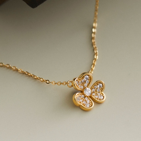 Dây Chuyền Bạc 925 Cỏ 3 Lá Tình Yêu Đính Đá - Clover Love - VYN35 - Hover