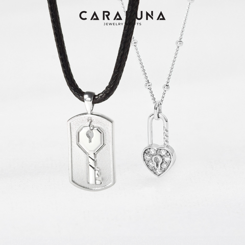 (Một Cặp) Dây Chuyền Đôi Nam Nữ Ổ Khoá - Chìa Khoá Tình Yêu Đánh Dấu Chủ Quyền - VYN69_VYN58