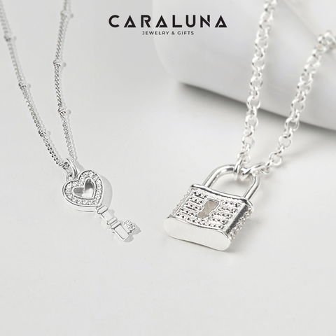 (Một Cặp) Dây Chuyền Đôi Nam Nữ Ổ Khoá - Chìa Khoá Tình Yêu Đánh Dấu Chủ Quyền - VYN68_VYN59